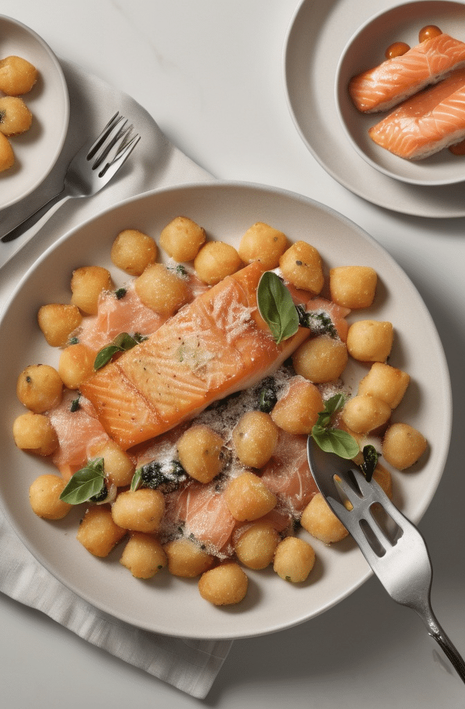 Crispy Fried Gnocchi with Salmon