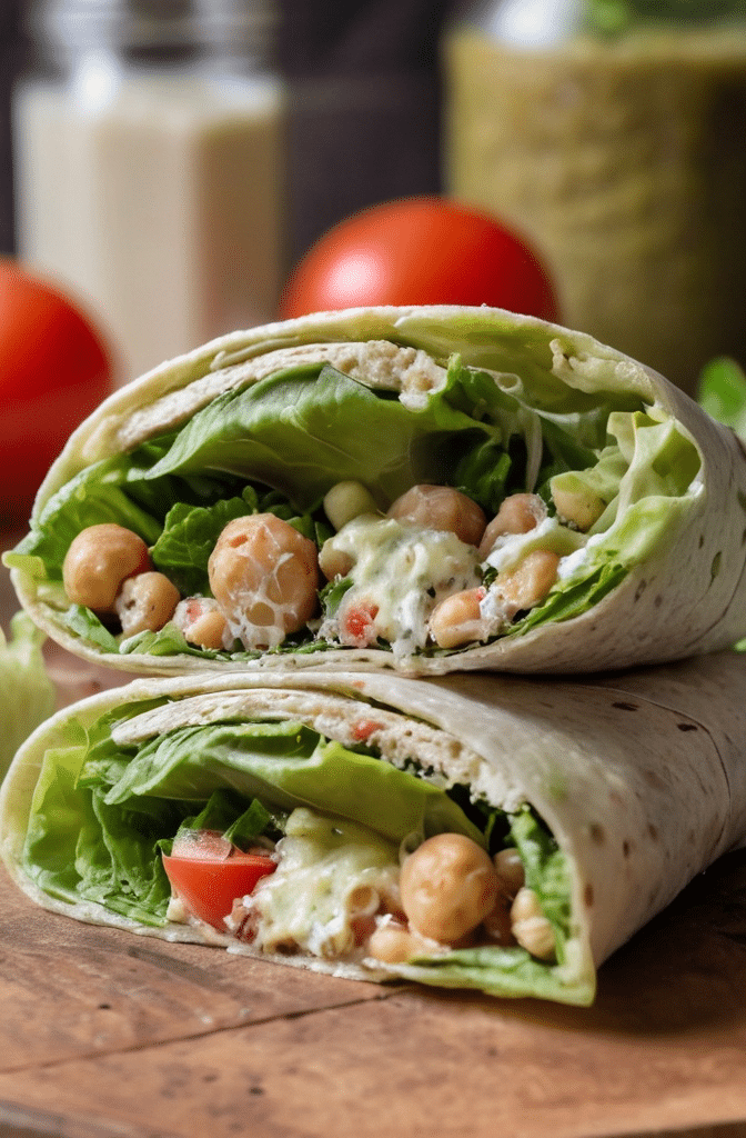 Healthy Chickpea Caesar Salad Wraps for Quick Lunch