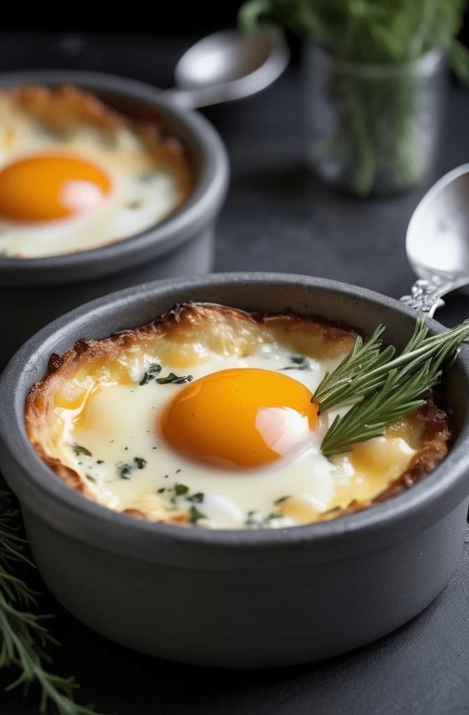 Baked Eggs with Herb and Gruyère Cheese