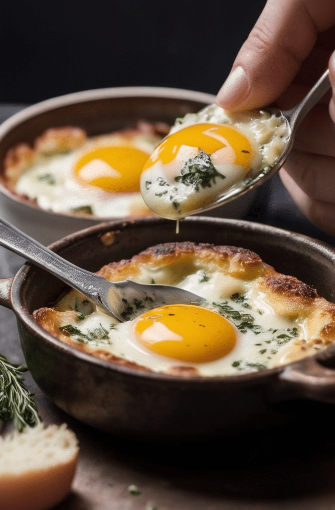 Baked Eggs with Herb and Gruyère Cheese