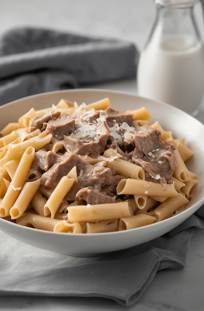 High Protein Creamy Beef Pasta