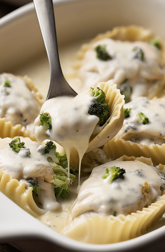 Chicken Broccoli Alfredo Stuffed Shells