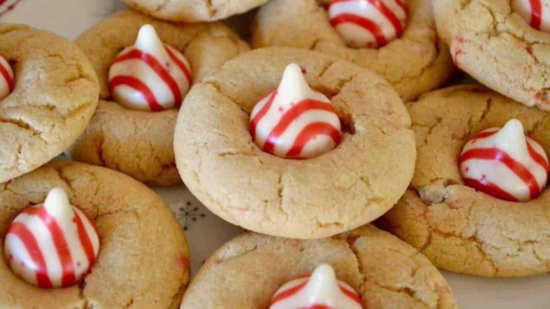 Candy Cane Kiss Cookies