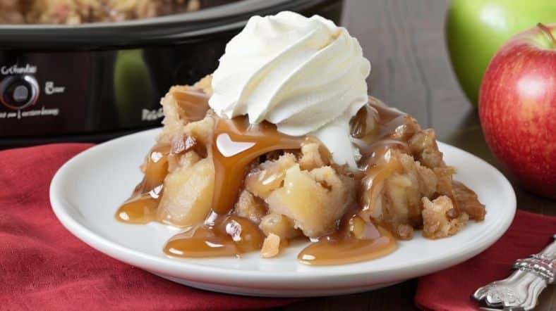 Crockpot Caramel Apple Dump Cake
