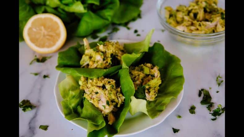 Healthy Avocado Chicken Salad Lettuce Wraps Recipe