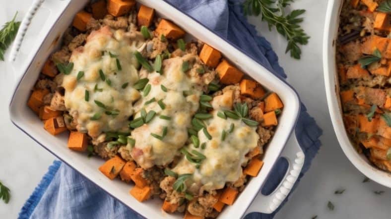 Healthy Ground Turkey Sweet Potato Bake