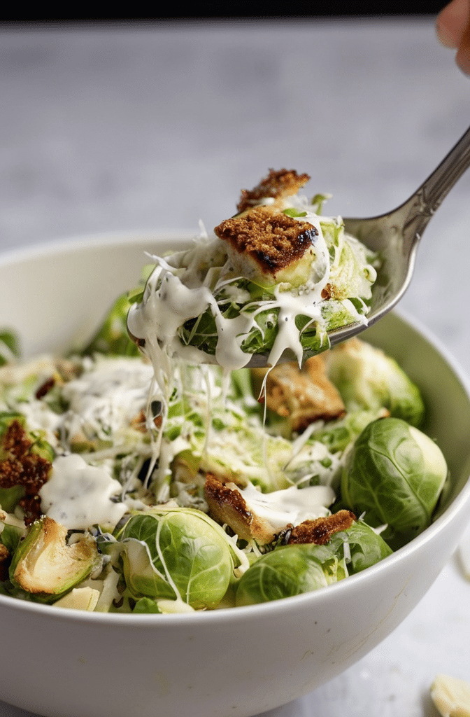 Delicious Shaved Brussels Sprouts Caesar Salad Recipe