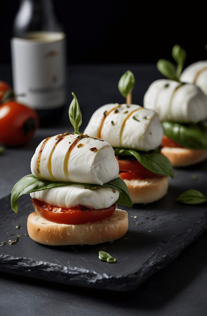 Delicious Roasted Caprese Burrata Sliders