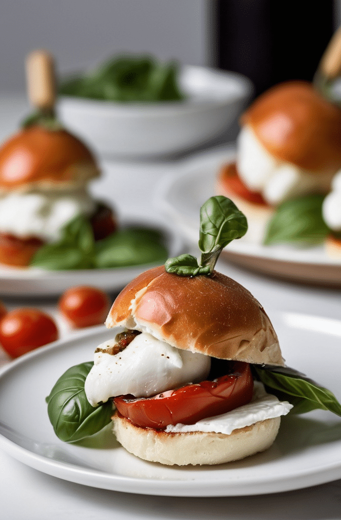 Delicious Roasted Caprese Burrata Sliders
