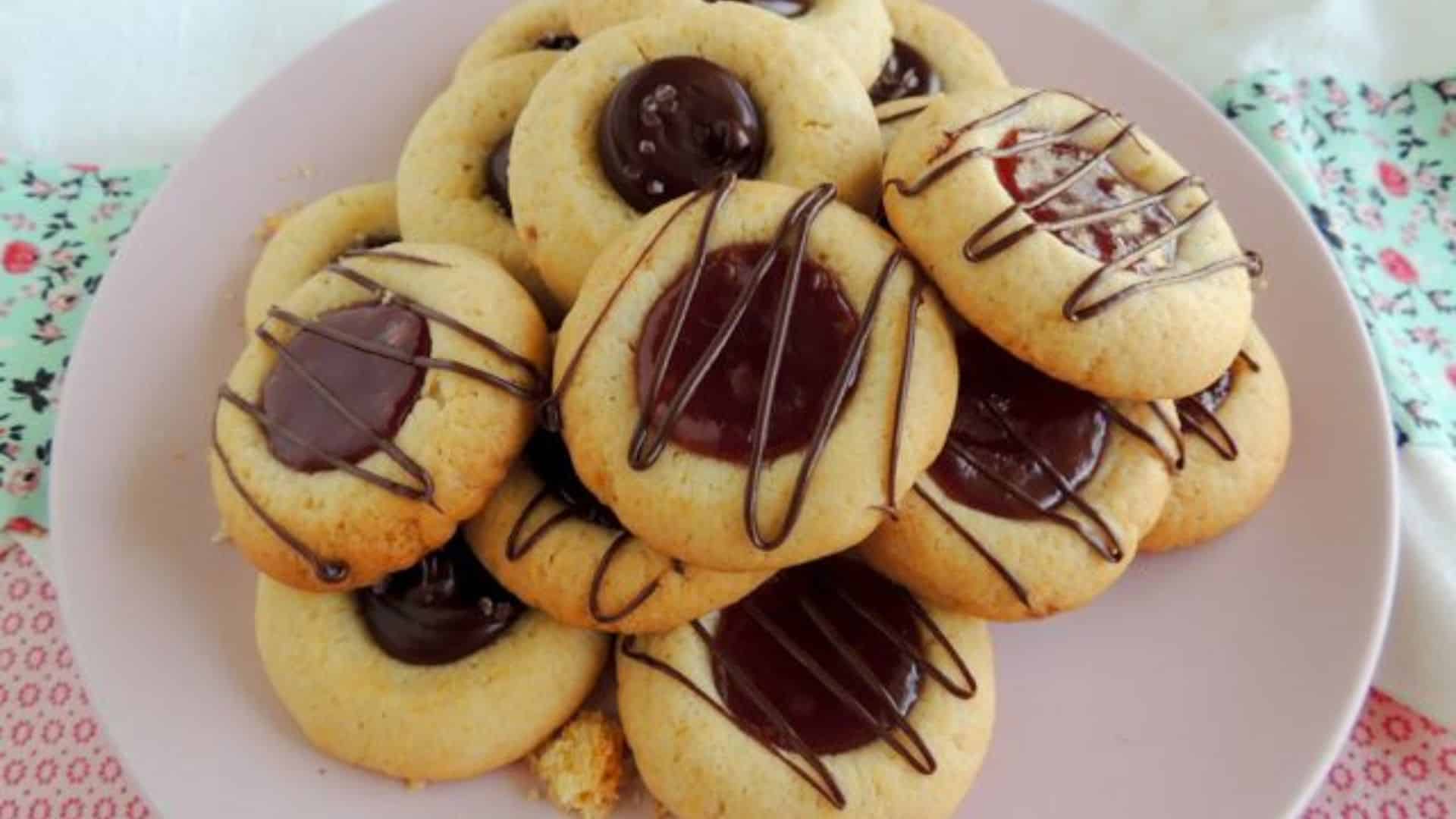 Strawberry Chocolate Thumbprint Cookies